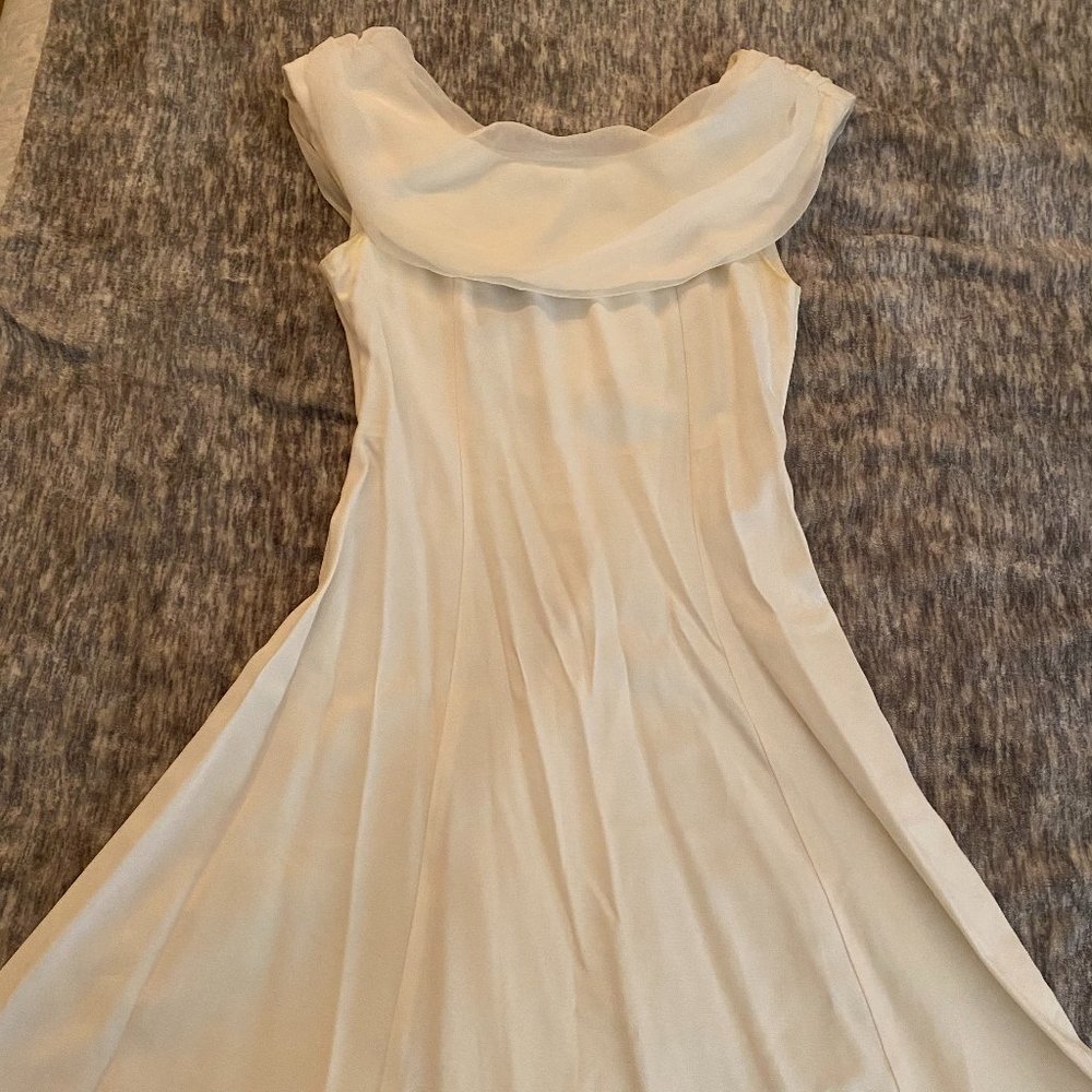 Vintage Cream Off the Shoulder Dress